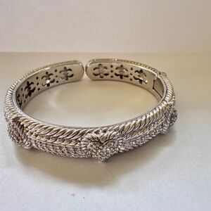 Judith Ripka Sterling Silver Cubic Zirconia Hearts Cuff Bracelet